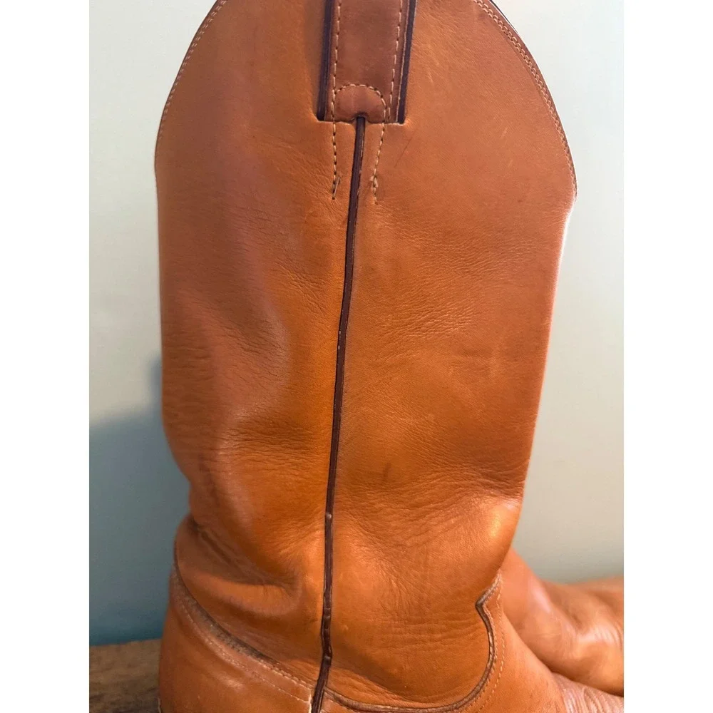Justin Men's Size 9 EE #1106 Mulehide Tan Leather Cowboy Boots USA Made Vintage - Picture 7 of 15